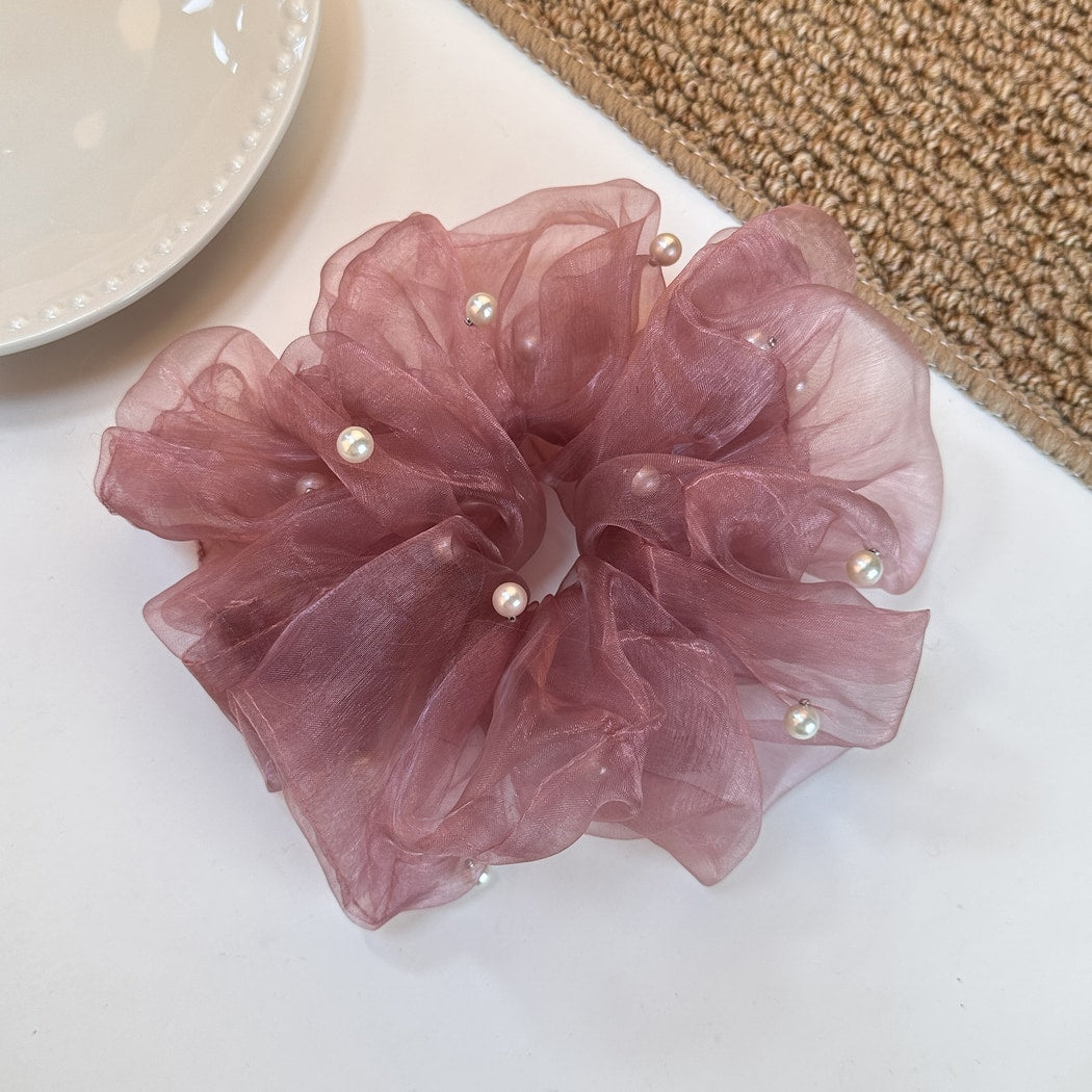 Gifty - Sweet Sheer Beaded Ruffle Scrunchie