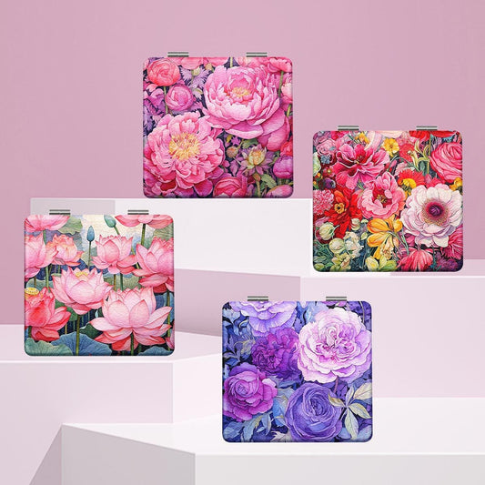 Mirroray - Portable Flower Pattern Folding Glass Mirror