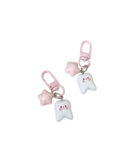 Keypus - Cute Tooth and Star Bag Charm Keychain