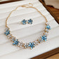 Nozari - Alloy Floral Stud Earrings and Necklace Set