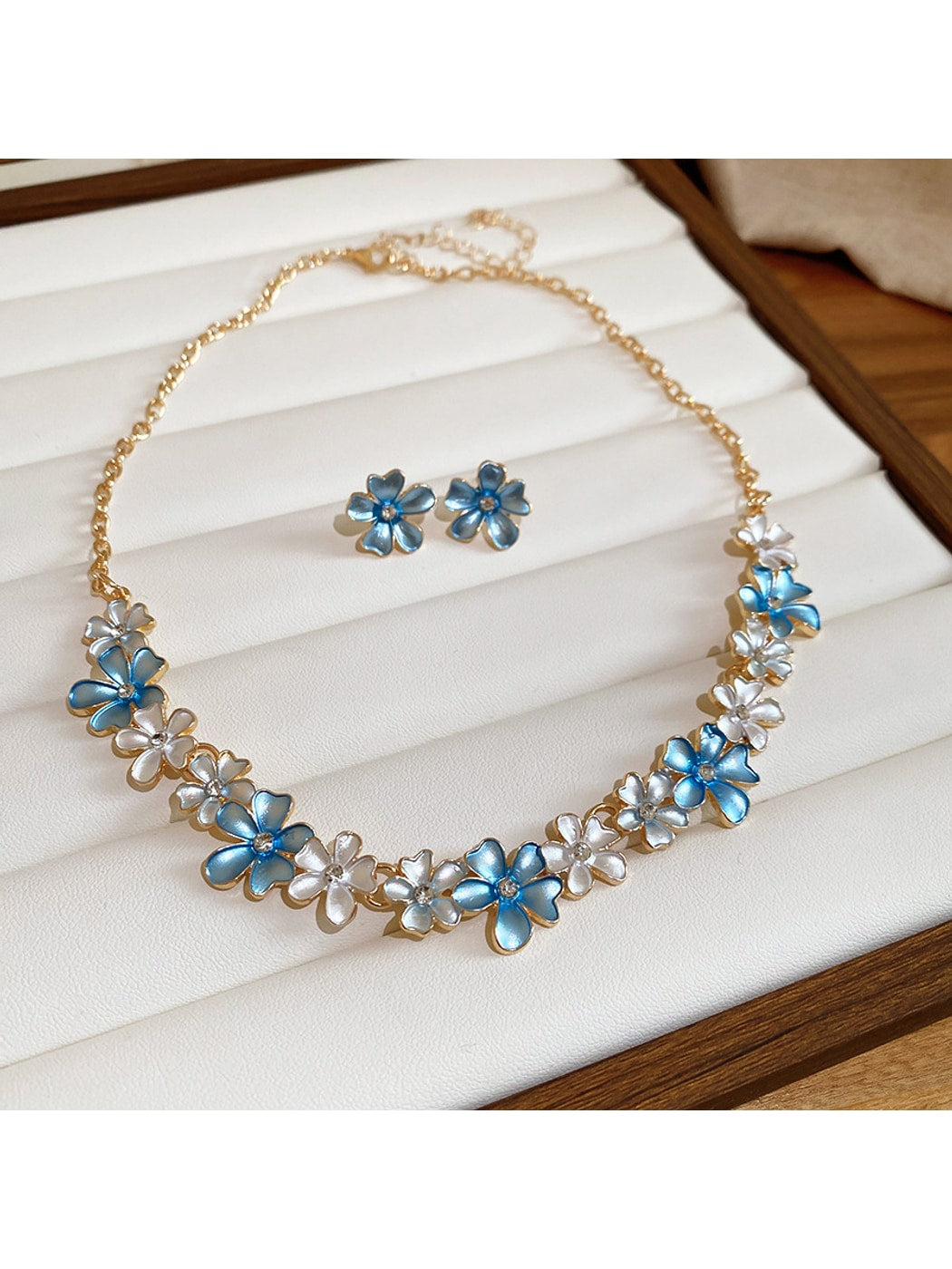 Nozari - Alloy Floral Stud Earrings and Necklace Set