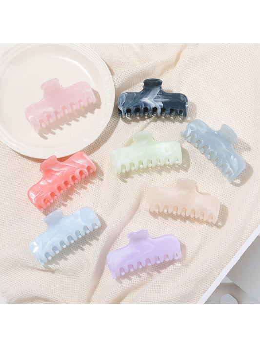 Beau - Marbled Plastic Flat Profile Hair Claw Clip
