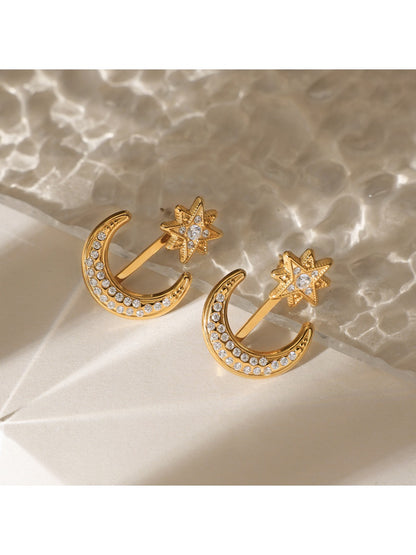 Earedge - Minimalist Star And Moon Earrings