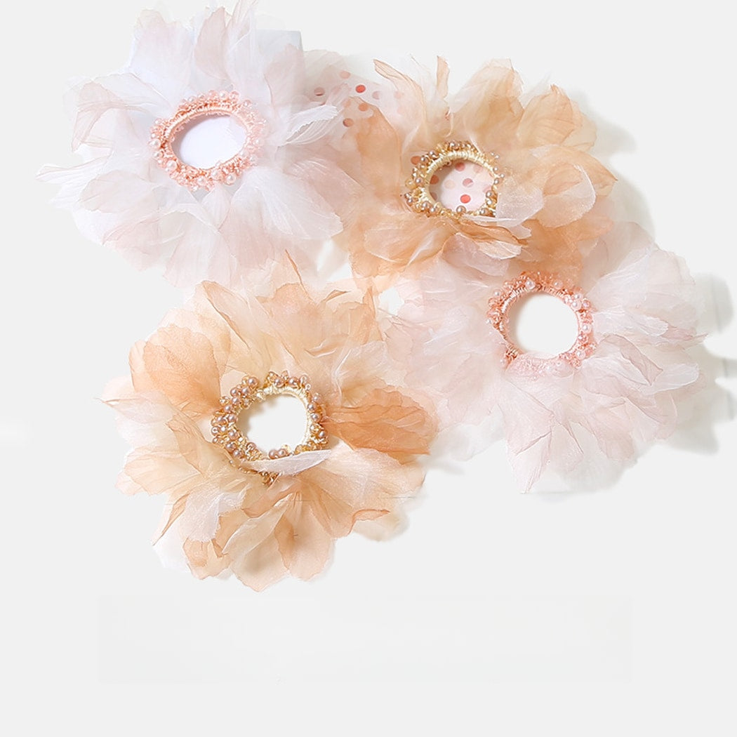 Gifty - Sheer Tulle Beaded Ring Ponytail Hair Tie