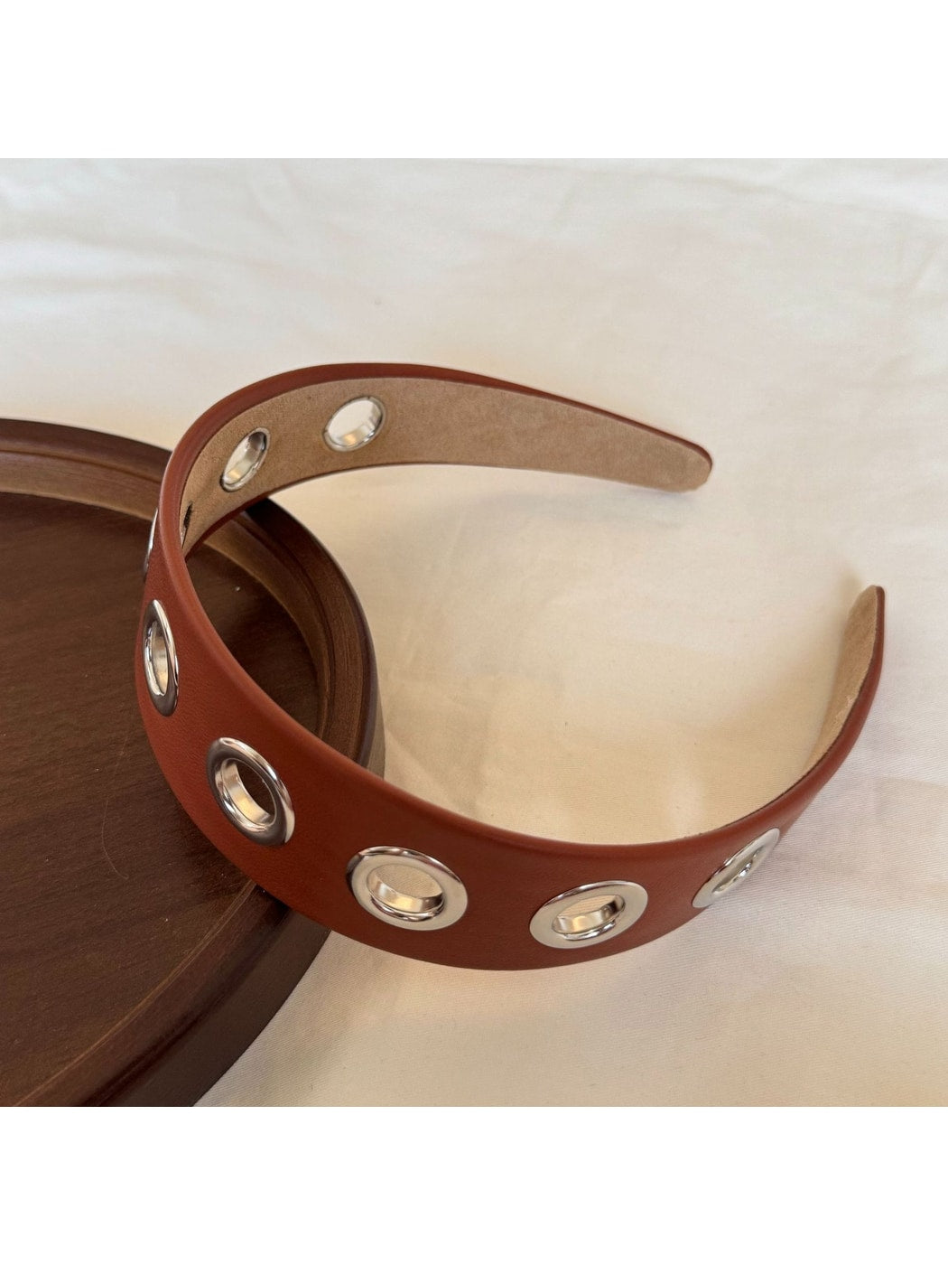 Gifty - Simple Punk Style PU Leather Alloy Detail Headband