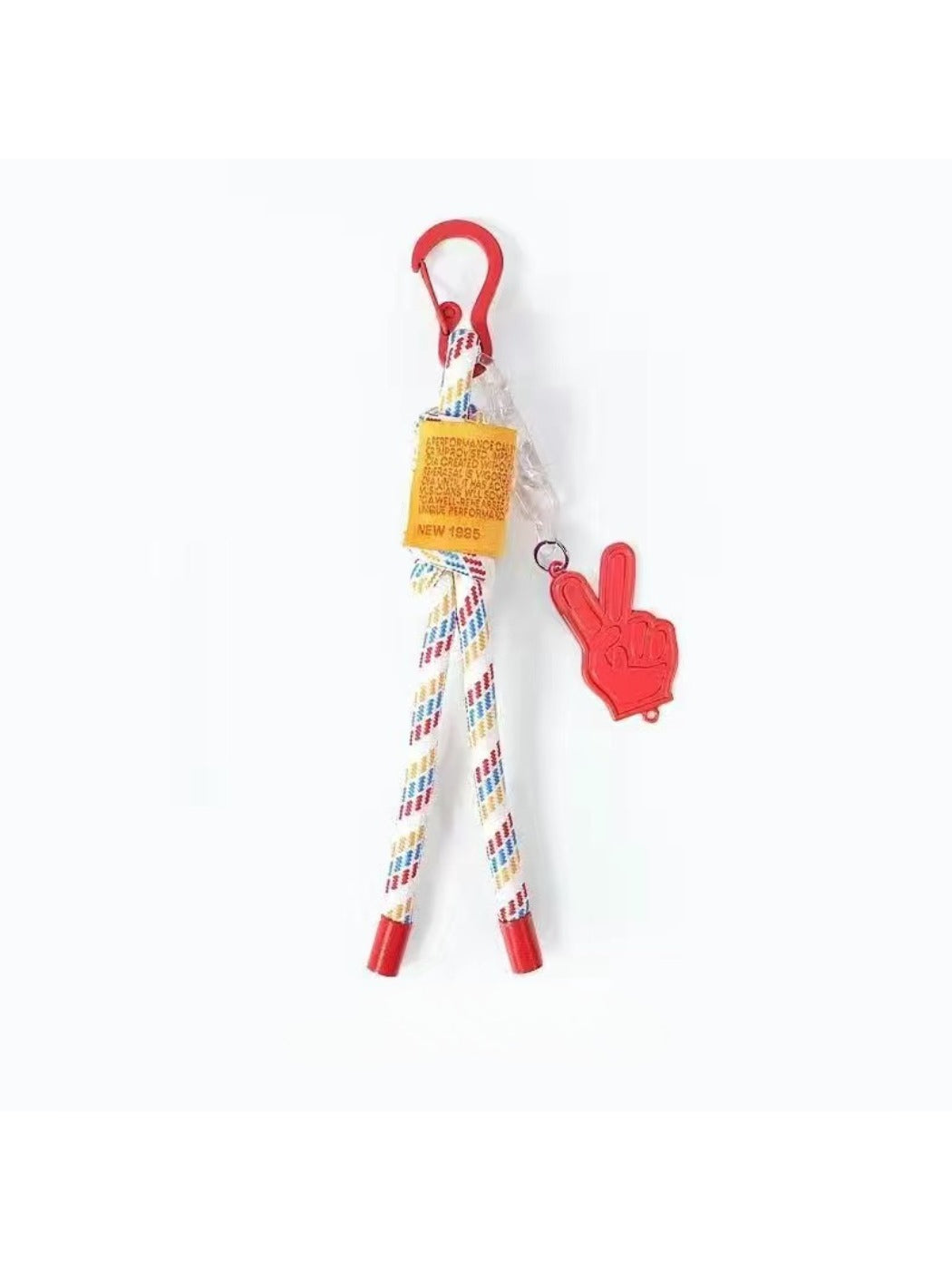 Retractable cord keychain in bright colors displayed on a white background