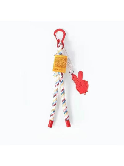 Retractable cord keychain in bright colors displayed on a white background