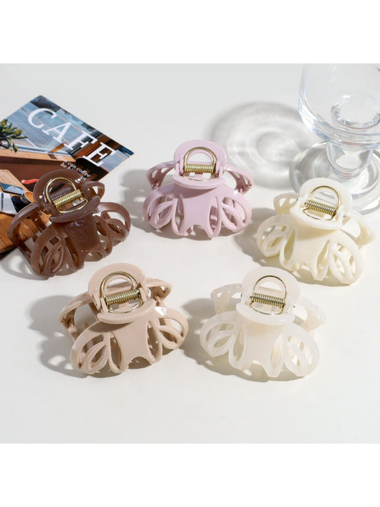 Beau - Hollow Pumpkin Shape Plastic Alloy Claw Clip