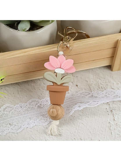 Keypus - Silicone Lotus Potted Plant Keychain