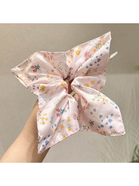 Gifty - Floral Square Scrunchie Large Hair Tie Bow