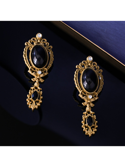 Earedge - Ornate Bow Detail Alloy Stud Earrings