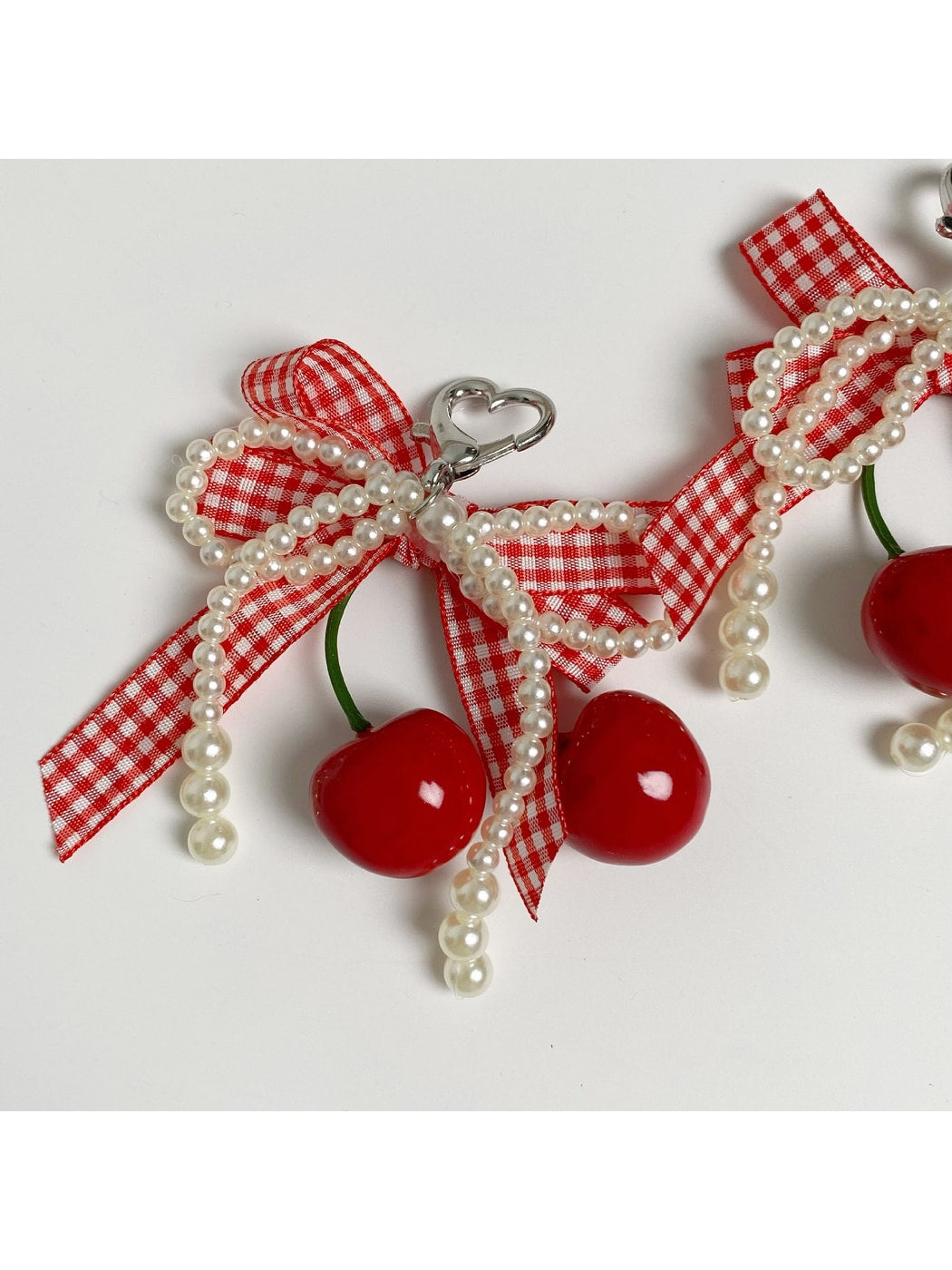 Keypus - Cherry Gingham Bow Bag Charm Keychain