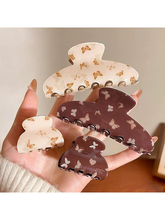Beau - Butterfly Print Glossy PVC Claw Clip