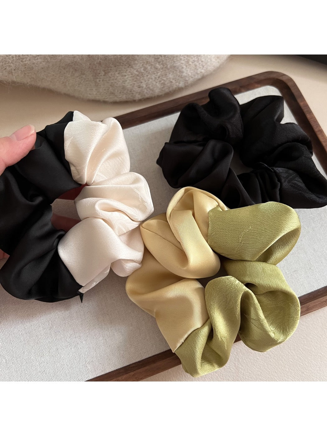 Gifty - Four Seasons Bamboo Print Satin Scrunchie