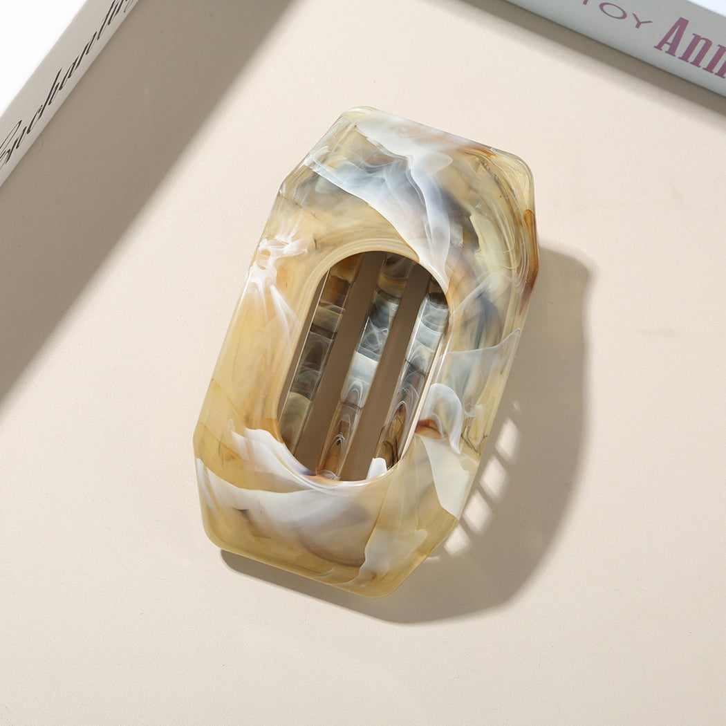 Beau - Marble Pattern Geometric Oval Hair Clip