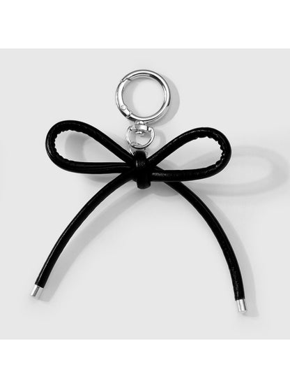 Keypus - Leopard Pattern Bow Faux Leather Bag Charm Keychain