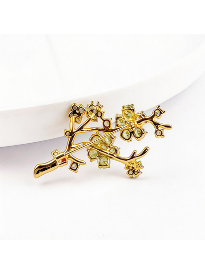 Brovia - Vintage Plum Blossom Rhinestone Brooch
