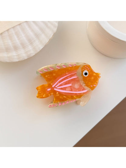 Top view of Beau colorful fish claw clip showing the clasp mechanism