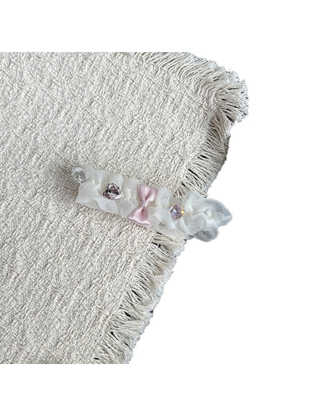 Beau - Ruffled Mesh Bow Accent Decorative Banana Clip