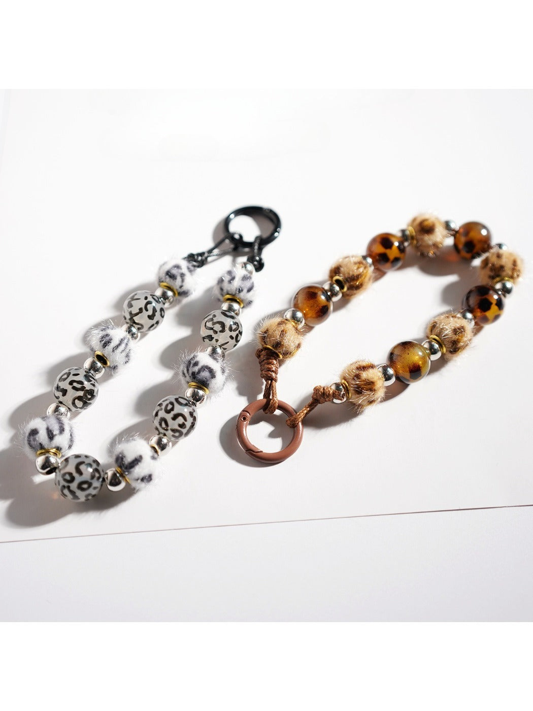 Keypus - Vintage Leopard Print Beaded Keychain