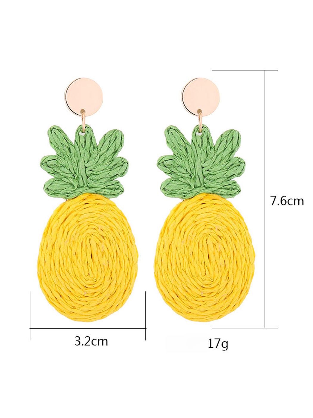 Earedge - Pineapple Raffia Alloy Drop Earrings
