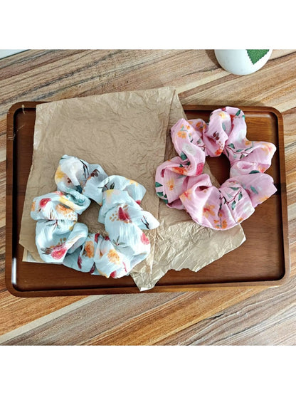 Gifty - Floral Chiffon Look Elastic Ponytail Scrunchie