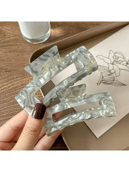 Beau - Silver Grey Square Hair Claw Clip