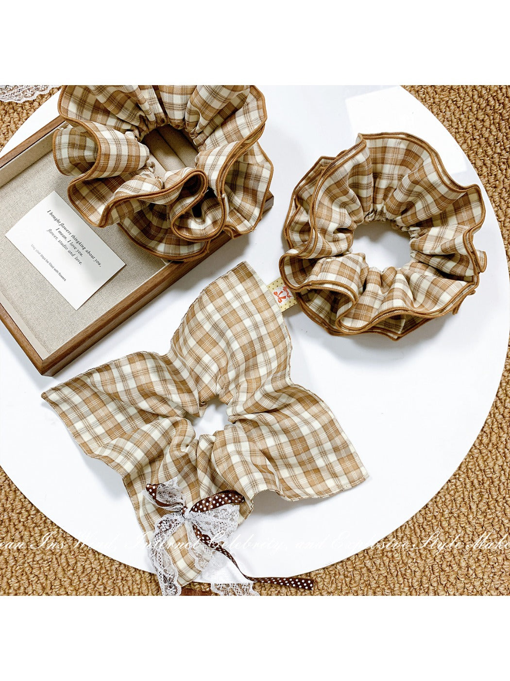 Gifty - Khaki Plaid Hair Ring