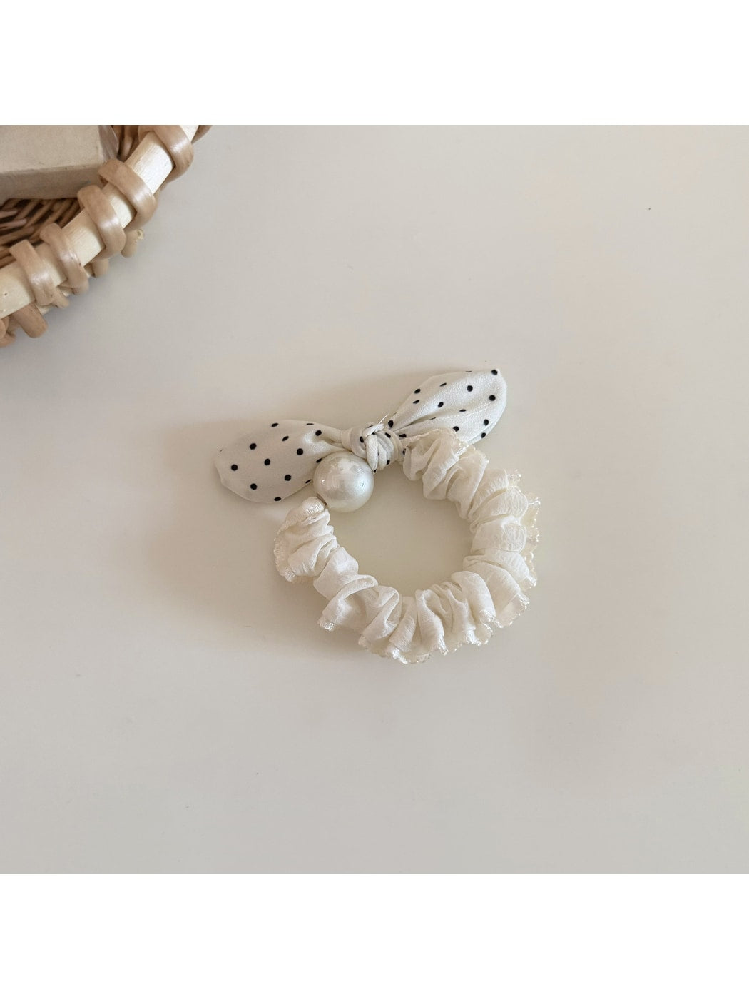 Gifty - Polka Dot Rabbit Ear Bow Elastic Scrunchie