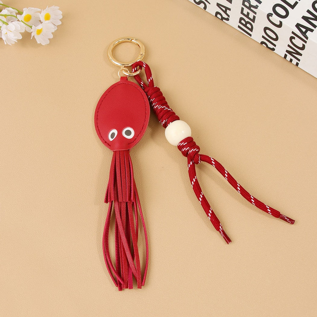 Keypus - Octopus Tassel PU Bag Charm Keychain