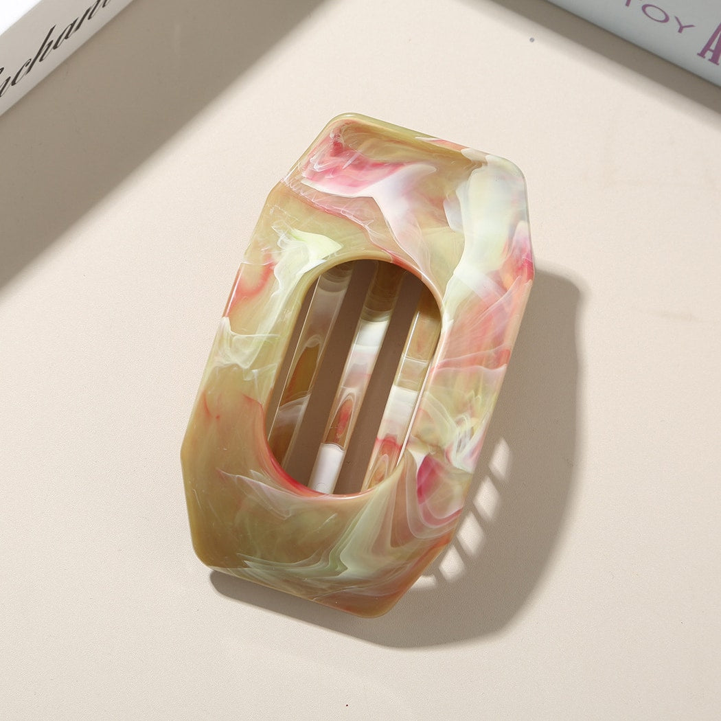 Beau - Marble Pattern Geometric Oval Hair Clip