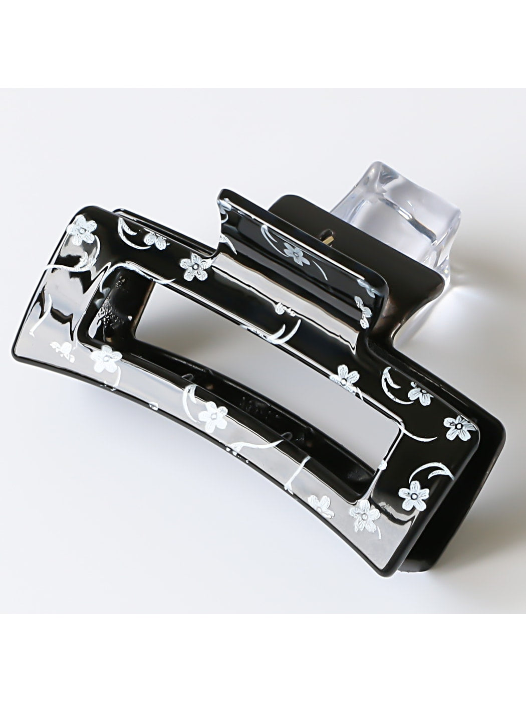 Beau - Square Hollow Floral Print Hair Claw Clip