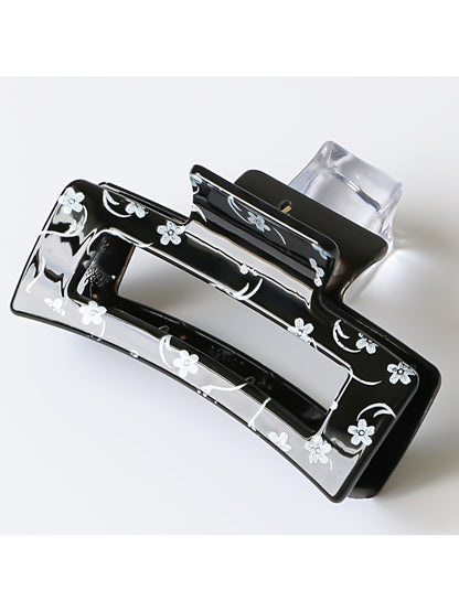 Beau - Square Hollow Floral Print Hair Claw Clip
