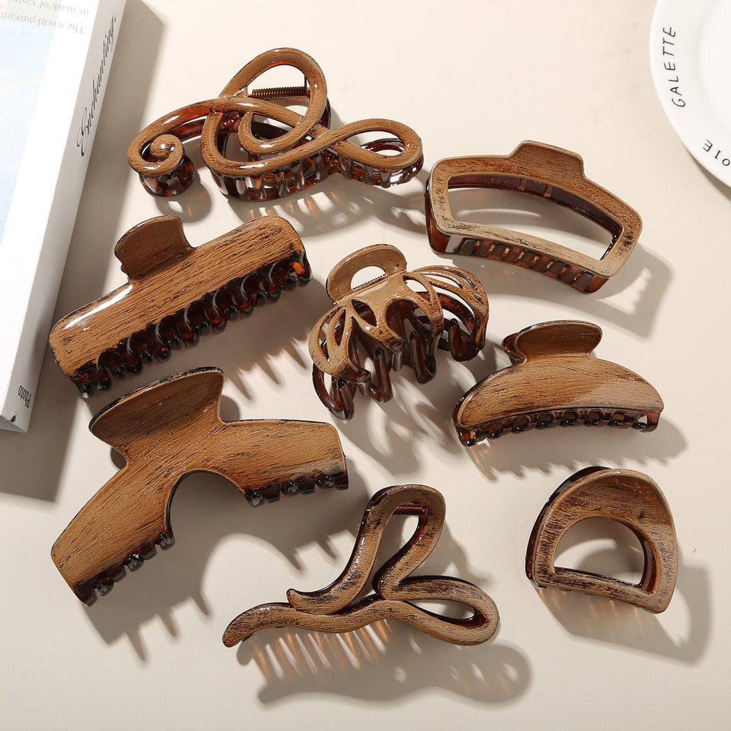 Beau - Glossy PS Curved Hollow Design Claw Clip