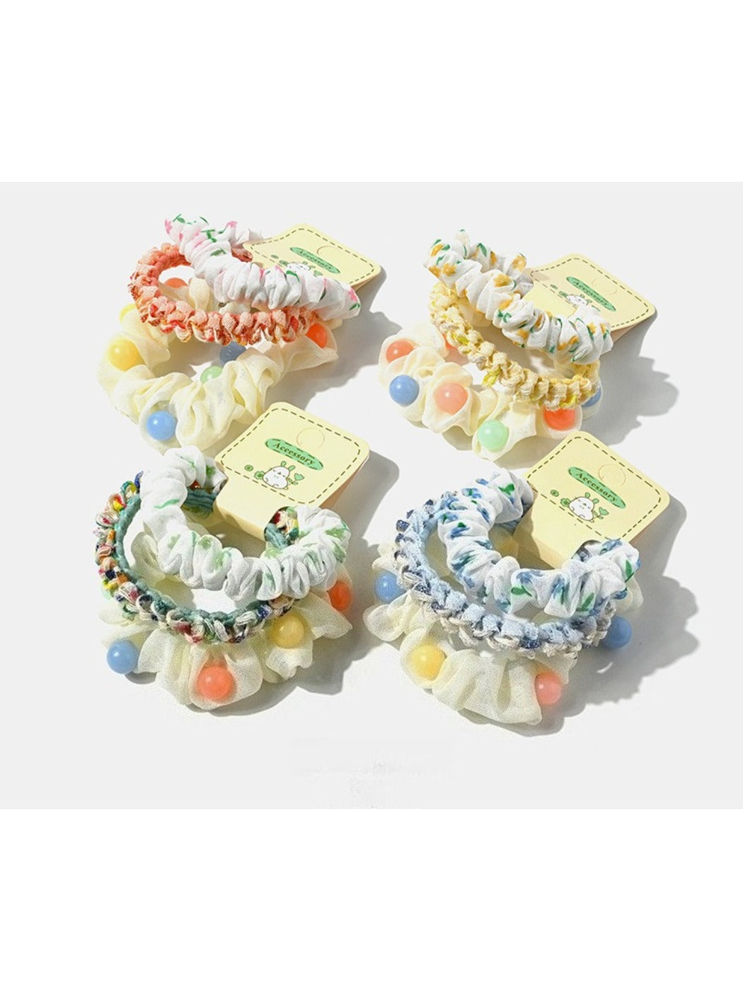 Gifty - 3 Pack Printed Beaded Hair Ties
