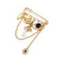 Brovia - Abstract Face Motif Chain Detail Statement Brooch