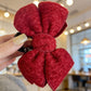 Beau - Vintage Red Wave Texture Bow Claw Clip