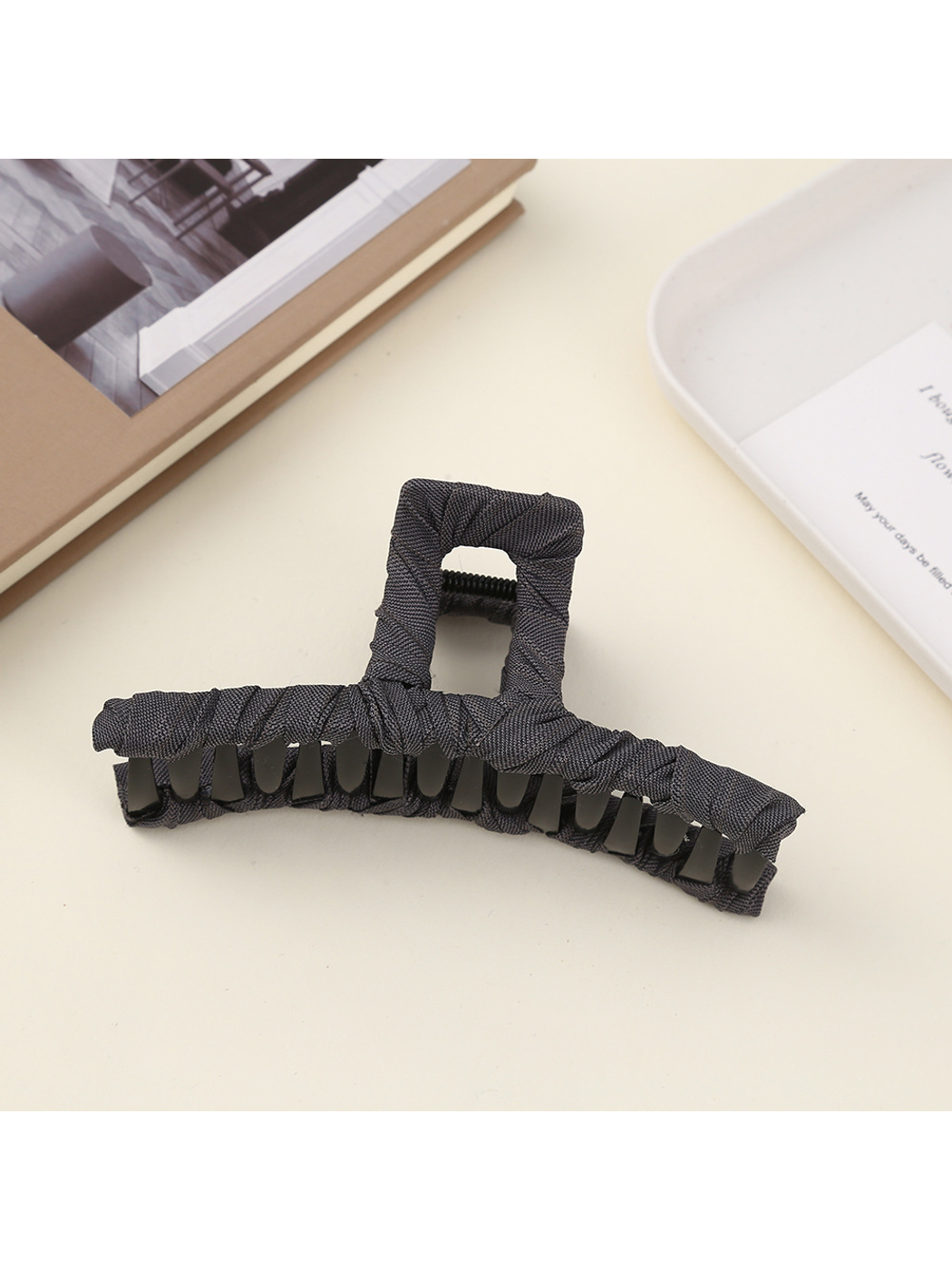 Beau - Pleated Geometric Fabric Claw Hair Clip