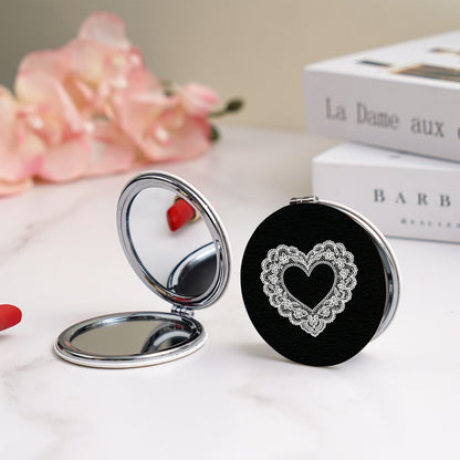 Mirroray - Round Heart Pattern Folding Makeup Mirror