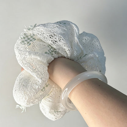 Gifty - Polyester Floral Lace Trim Scrunchie