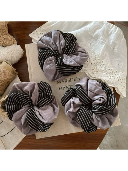 Gifty - Grey Striped Hair Ties Scrunchies