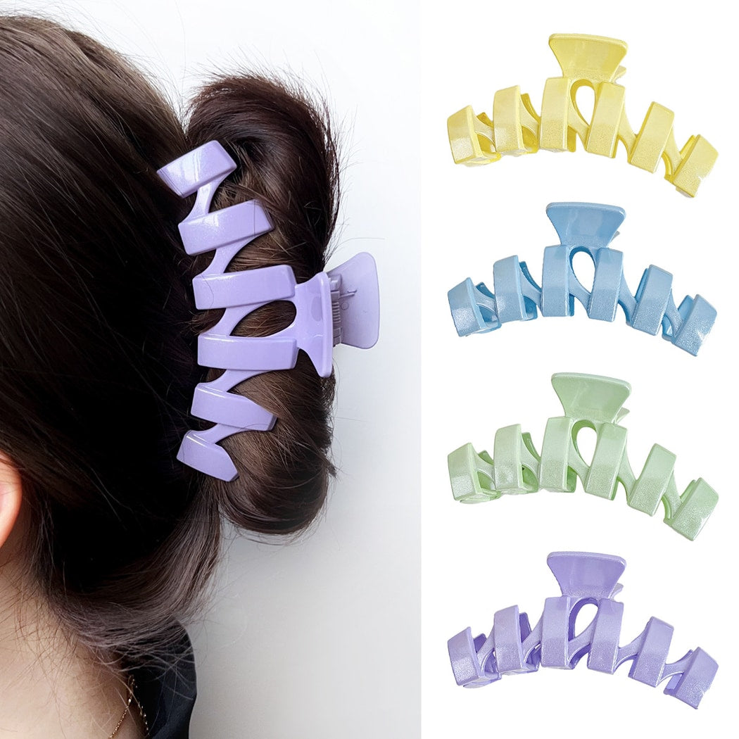 Beau - Geometric Plastic Line Detail Claw Hair Clip