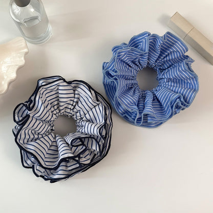 Gifty - Ruffled Striped Polyester Scrunchie