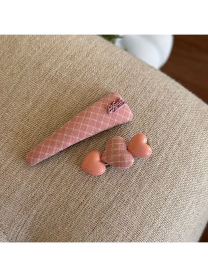 Gifty - Pink Plaid Scrunchie Hair Clip and Headband