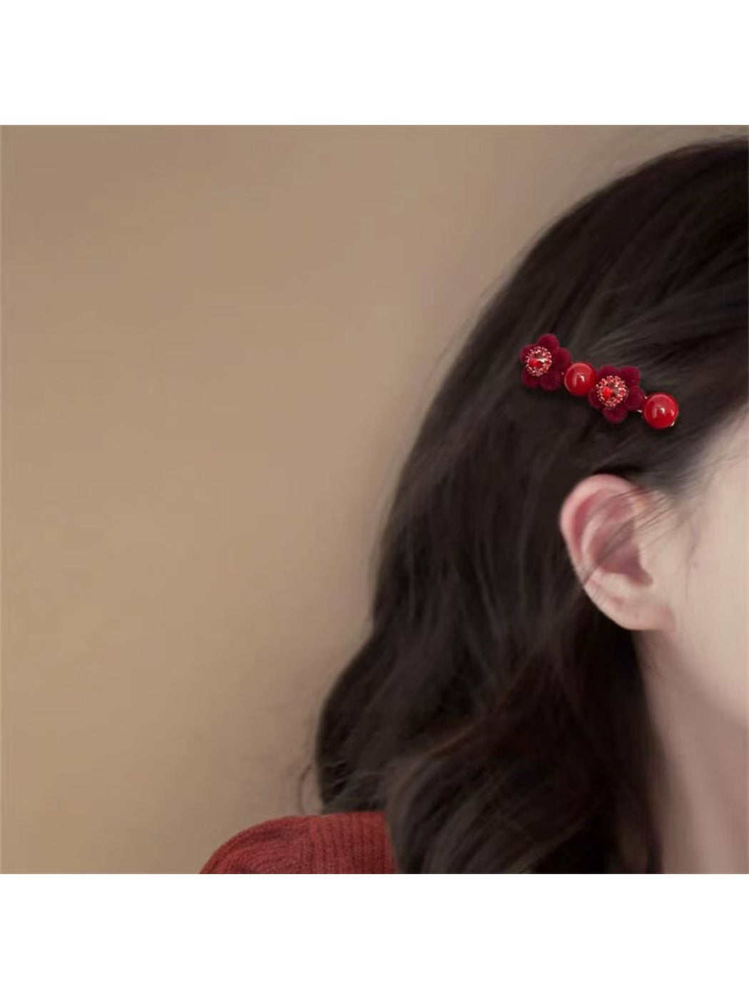 Beau - Red Velvet Flower Hair Clip