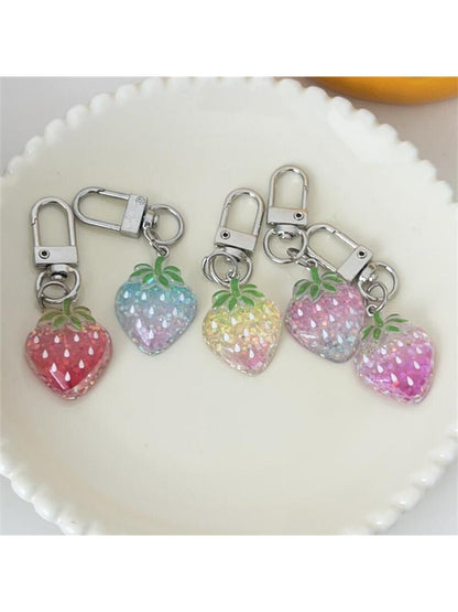 Keypus - Transparent Glitter Gradient Strawberry Keychain