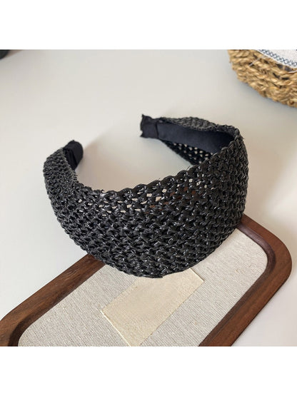 Vintage bohemian wide headband folded to show inner lining and stitching