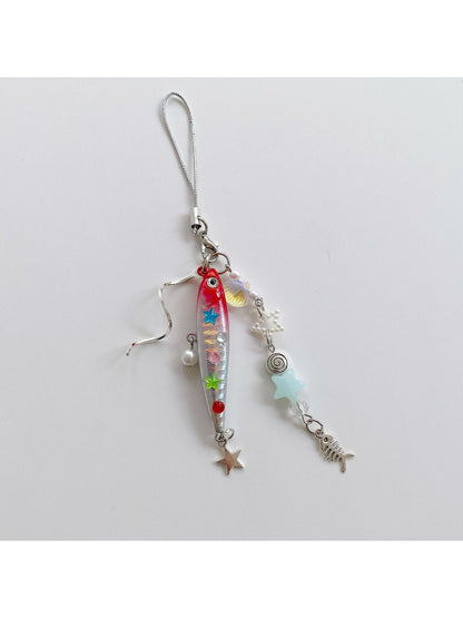 Keypus - Segmented Beaded Look Fish Bag Charm Keychain