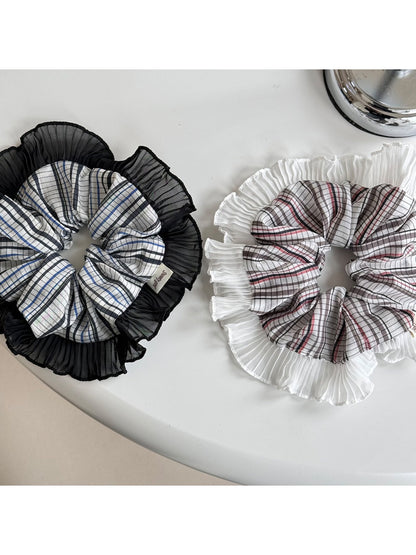 Gifty - Plaid Mesh Skirt Hair Ties