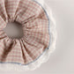 Gifty - Pink Plaid Lace Trim Polyester Fabric Scrunchie